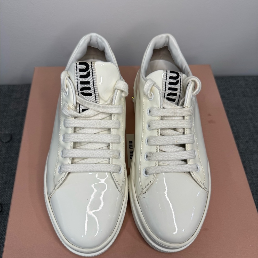 Miu Miu Glossy White Men's Sneakers